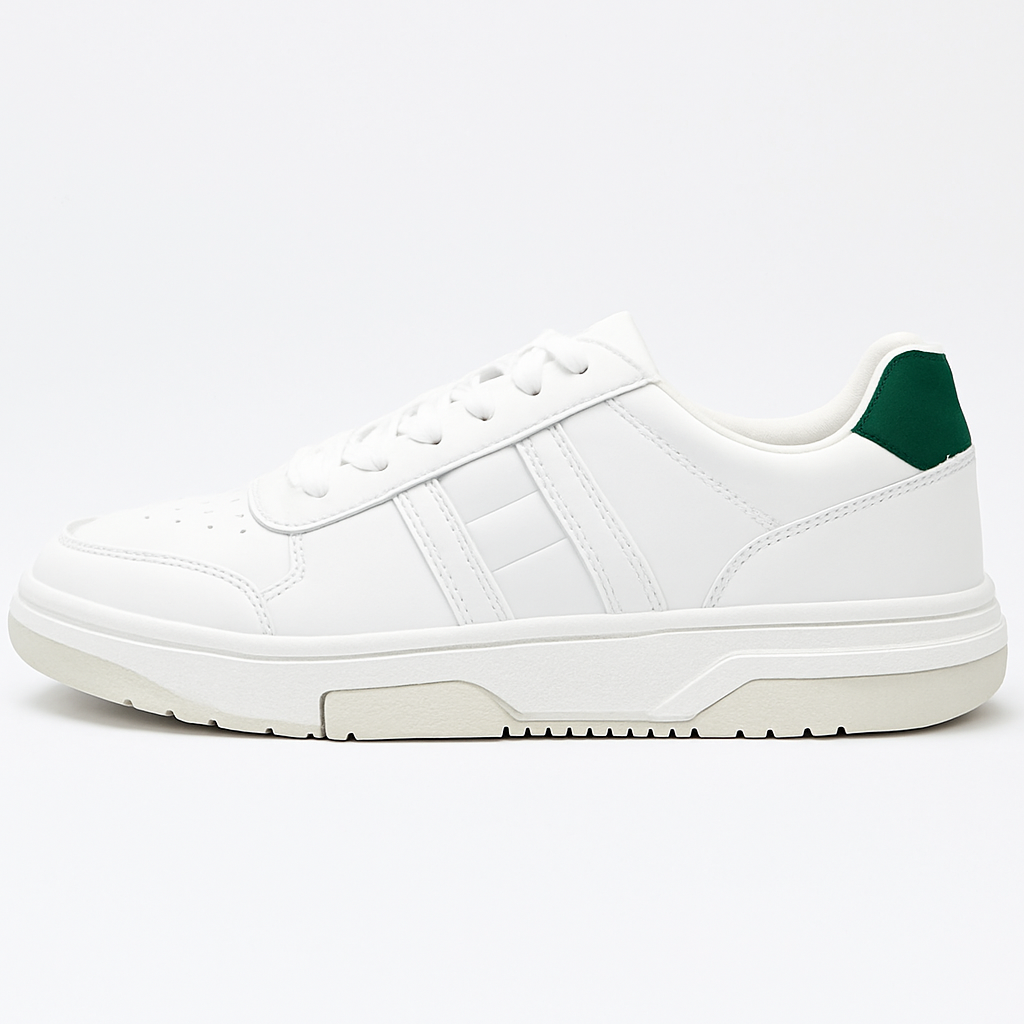 Tommy Jeans The Brooklyn LEather Footlocker Trainers White Green. Tommy Hilfiger. White. Trainers.